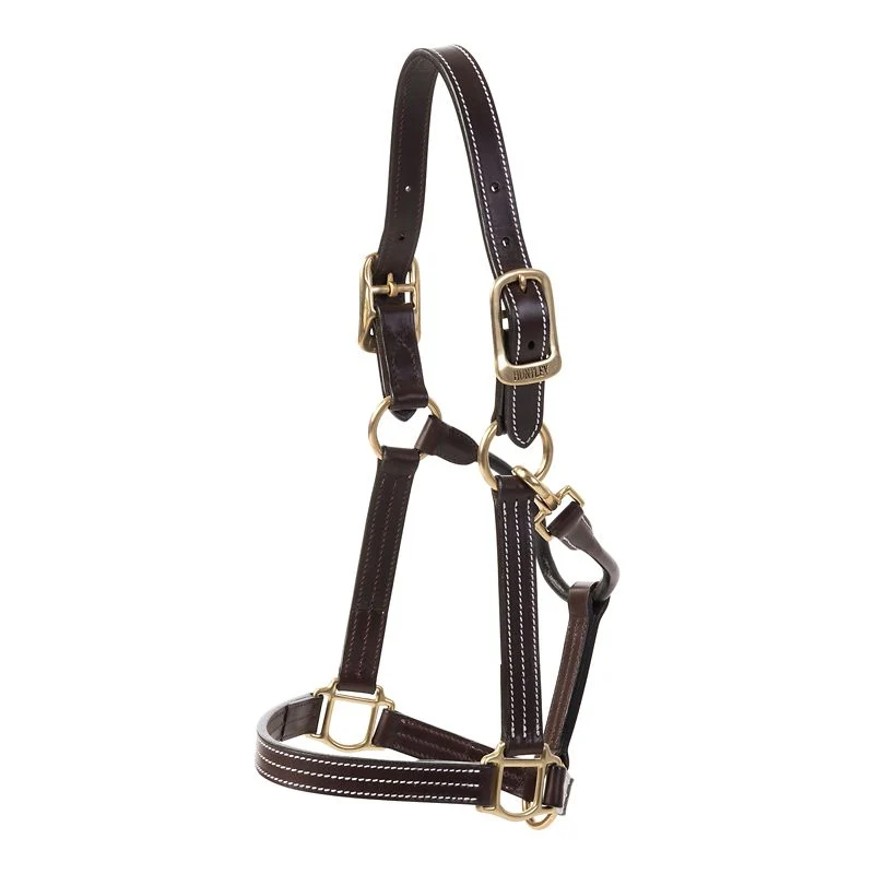 Huntley Leather Triple Stitch Halter with snap Full H