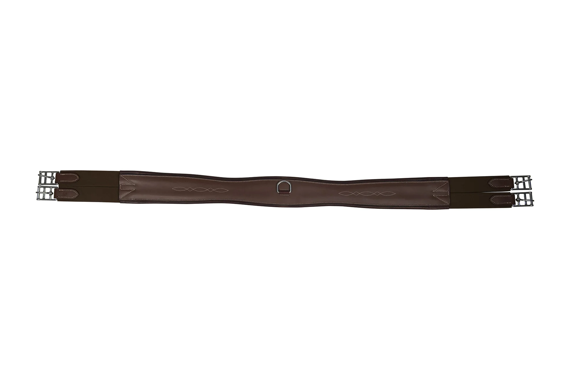 Huntley Equestrian Sedgwick Leather Fancy Stitched Padded Leather Contour Shaped Girth with Double End Elastic