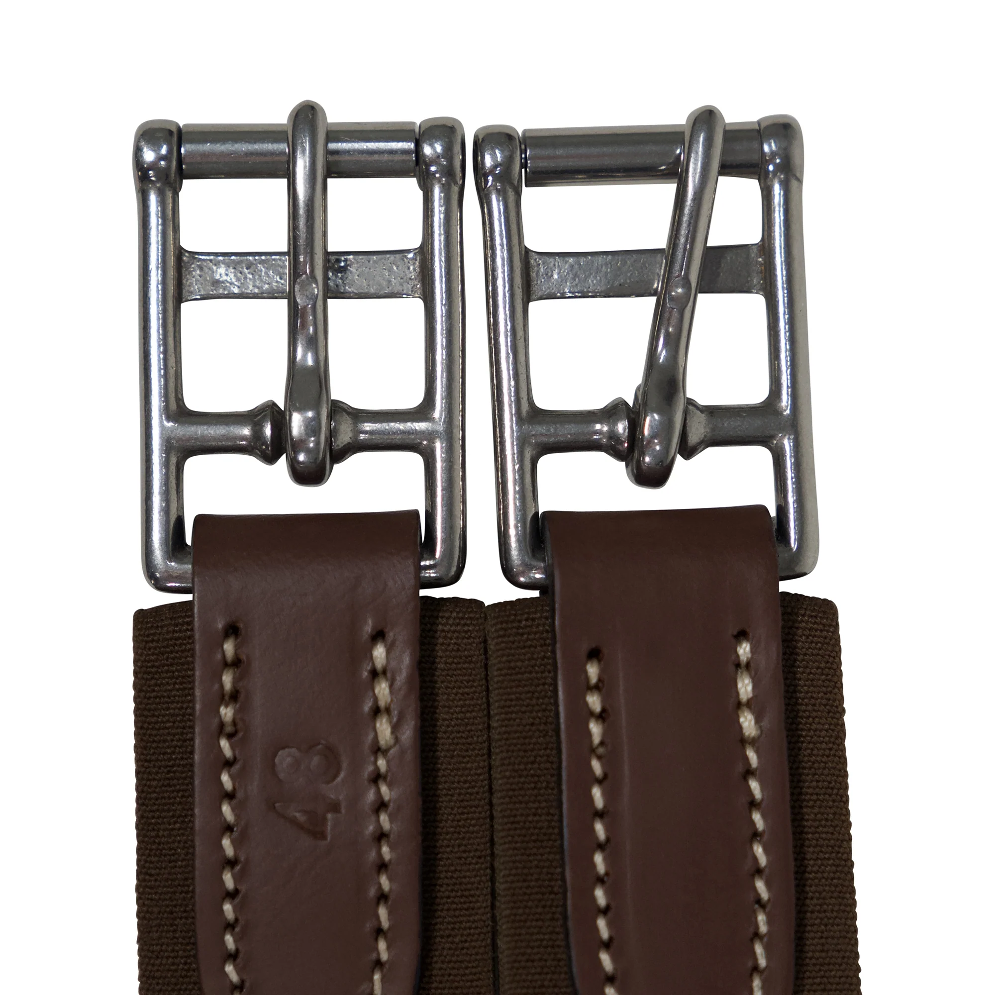 Huntley Equestrian Sedgwick Leather Fancy Stitched Padded Leather Contour Shaped Girth with Double End Elastic