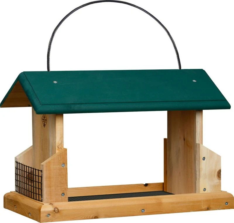 17906-1000-west-cedar-open-feeder-with-suet-holder-green-1.webp 1000 West Cedar Open Feeder with Suet Holder Green