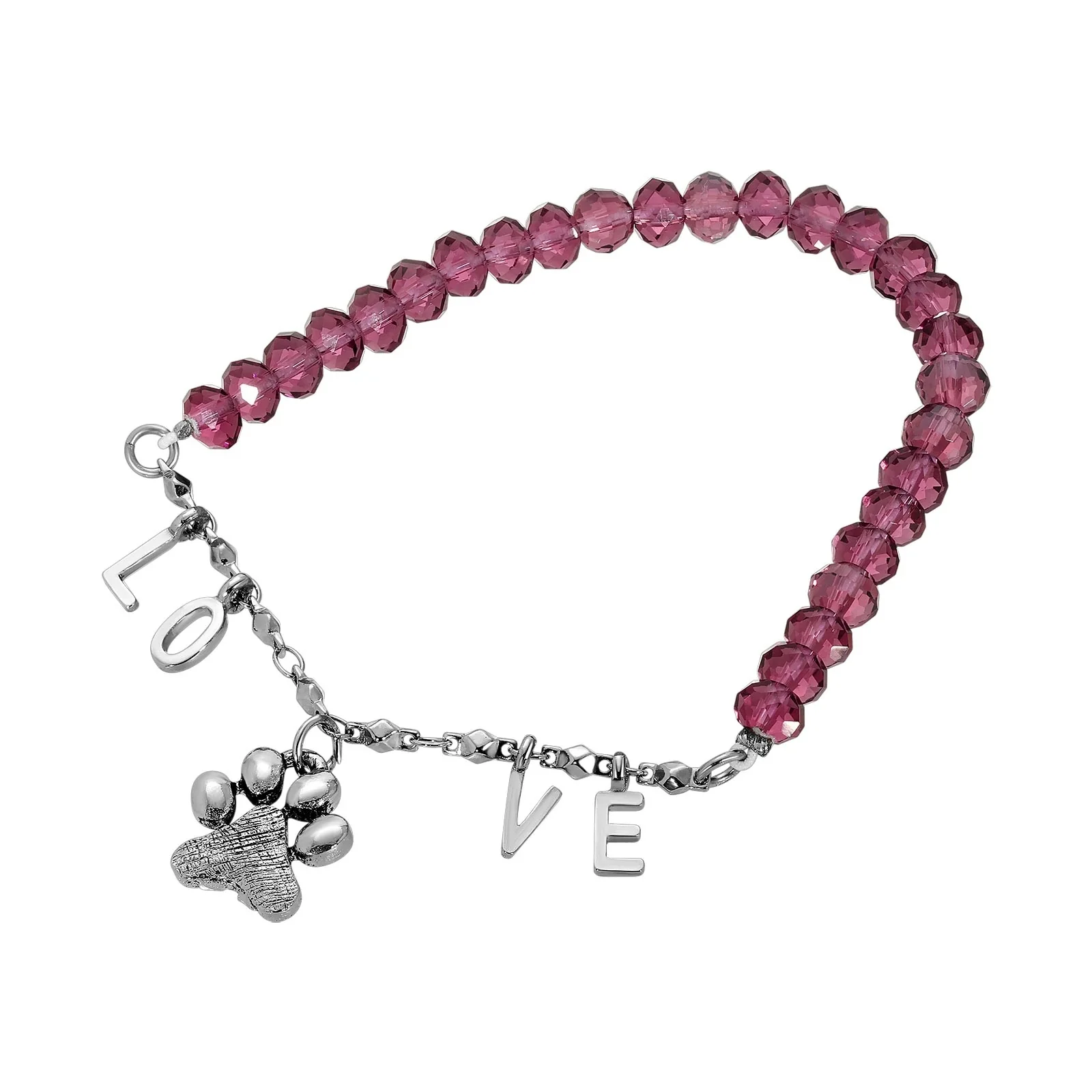 17937-1928-jewelry-amethyst-bead-love-and-animal-paw-stretch-bracelet-1.webp 1928 Jewelry Amethyst Bead Love and Animal Paw Stretch Bracelet