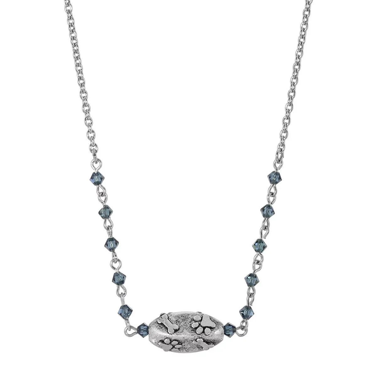 17942-1928-jewelry-blue-bead-with-paw-bone-necklace-1.webp 1928 Jewelry Blue Bead with Paw & Bone Necklace
