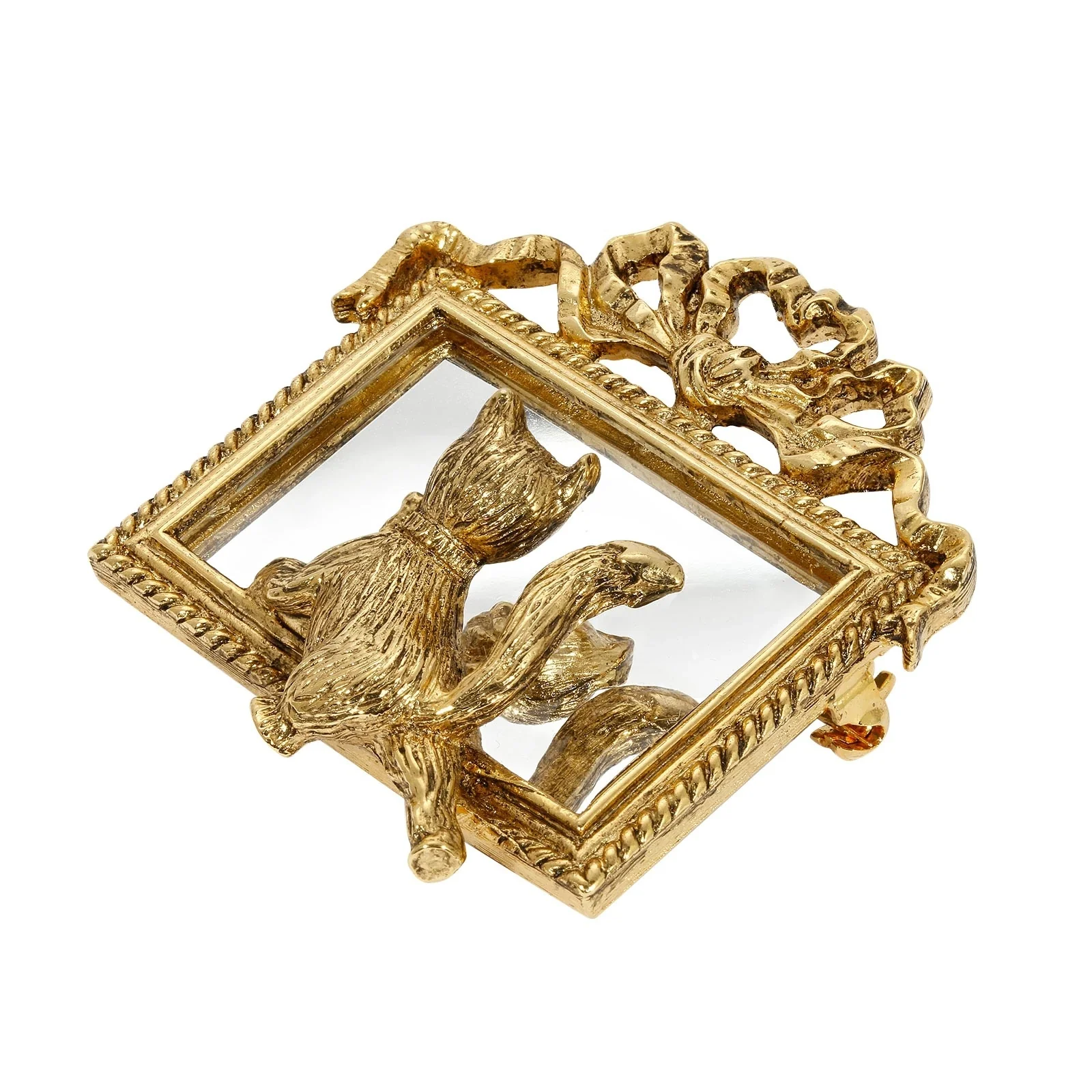 17952-1928-jewelry-curious-kitty-cat-mirror-frame-pin-1.webp 1928 Jewelry Curious Kitty Cat Mirror Frame Pin