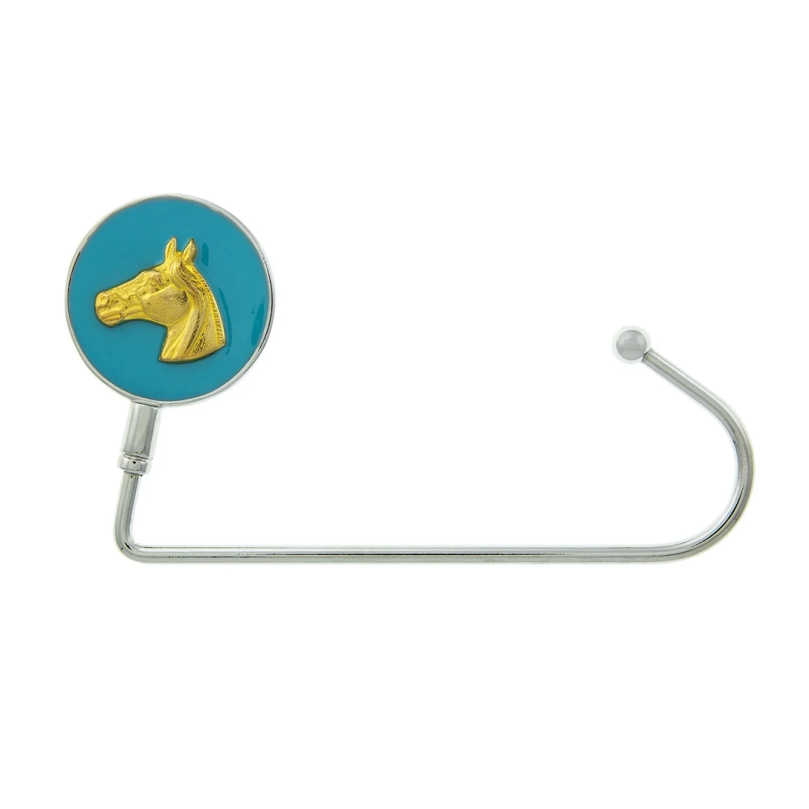 17969-1928-jewelry-gold-horse-head-turquoise-enamel-purse-holder-1.webp 1928 Jewelry Gold Horse Head Turquoise Enamel Purse Holder
