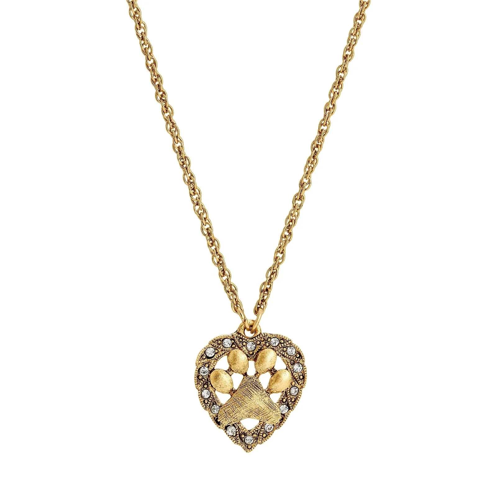 17977-1928-jewelry-heart-and-paw-crystal-accent-pendant-necklace-1.webp 1928 Jewelry Heart And Paw Crystal Accent Pendant Necklace