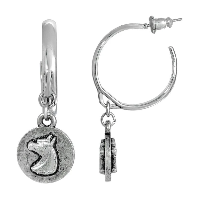 1928 Jewelry Hoop Horse Head Drop Earrings