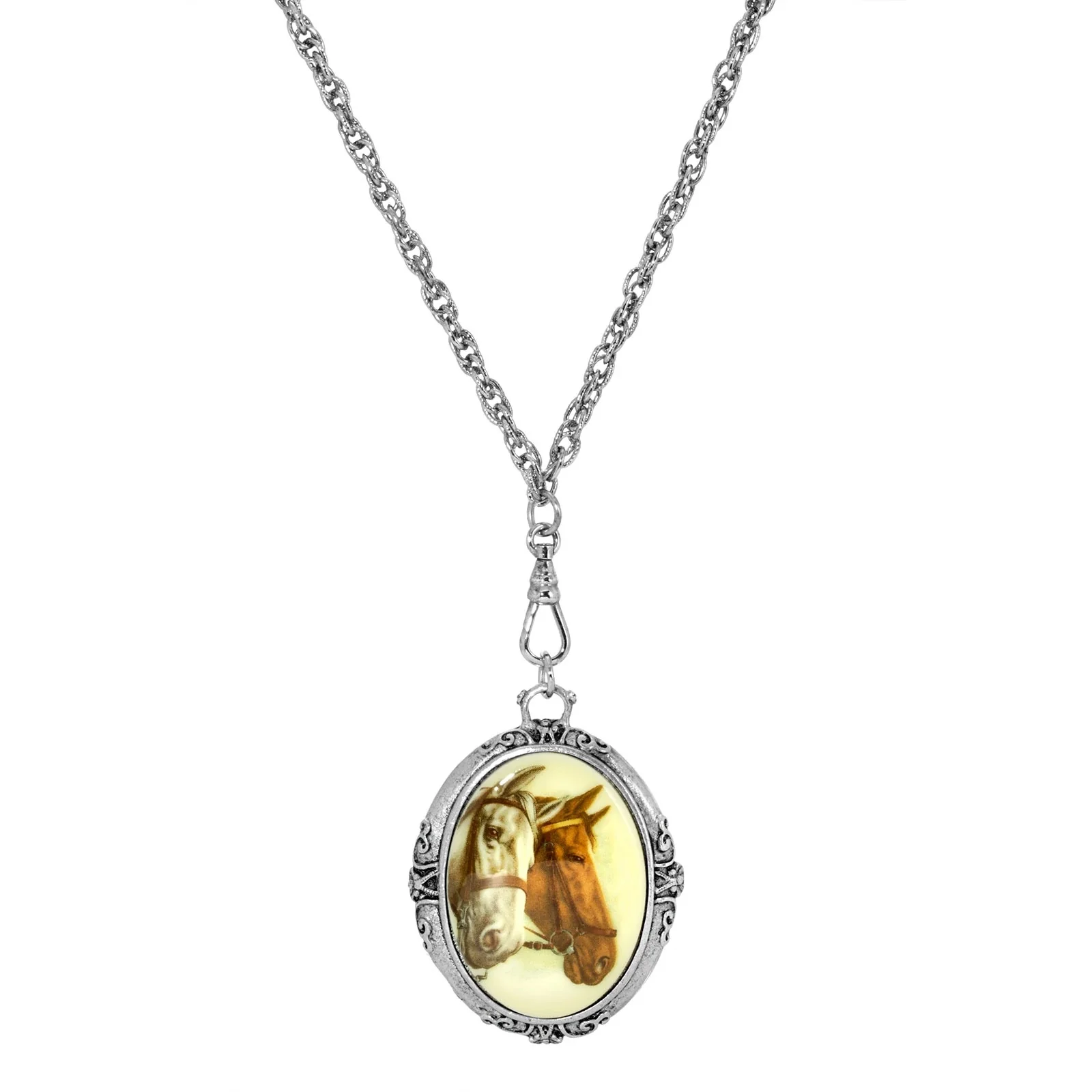 1928 Jewelry Oval Horse Head Stone Necklace