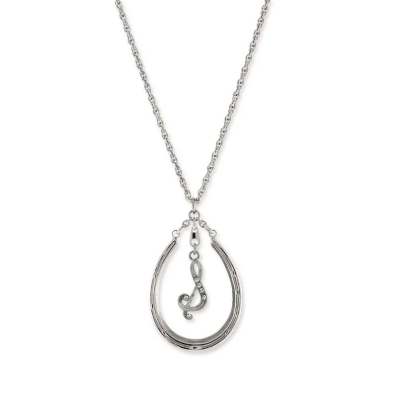 18024-1928-jewelry-pewter-horseshoe-crystal-initial-neck-1.webp 1928 Jewelry Pewter Horseshoe Crystal Initial Neck