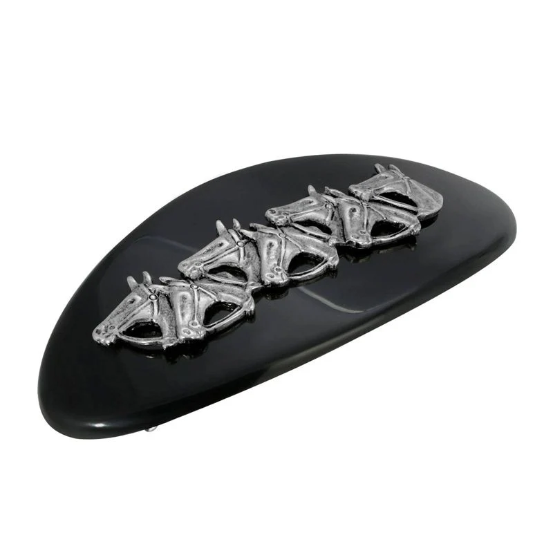 18026-1928-jewelry-pewter-racing-horses-hair-barrette-1.webp 1928 Jewelry Pewter Racing Horses Hair Barrette