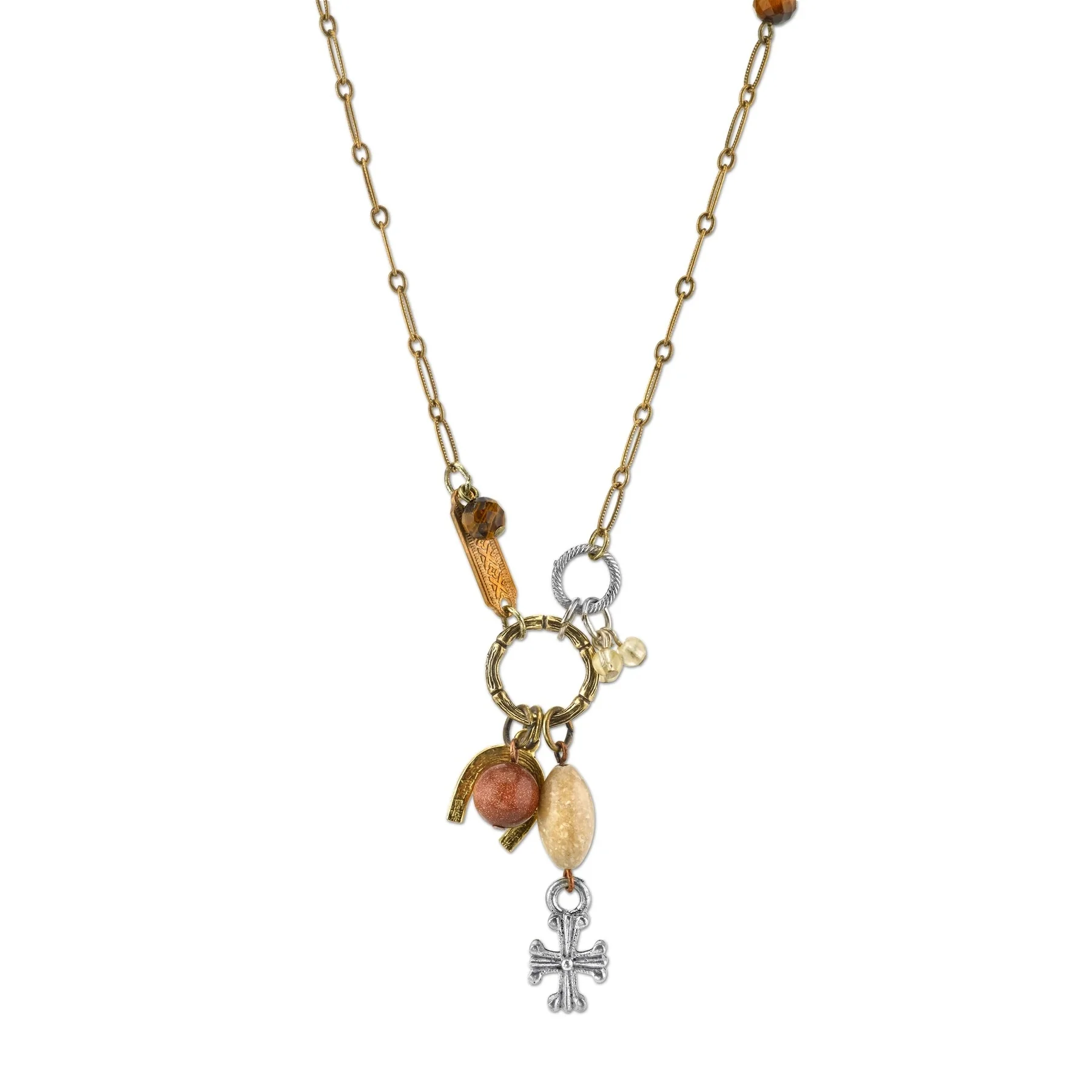 18044-1928-jewelry-t.r.u.-talisman-of-tenacity-with-horseshoe-cross-and-gemstone-beads-necklace-1.webp 1928 Jewelry T.R.U. Talisman of Tenacity with Horseshoe Cross and Gemstone Beads Necklace