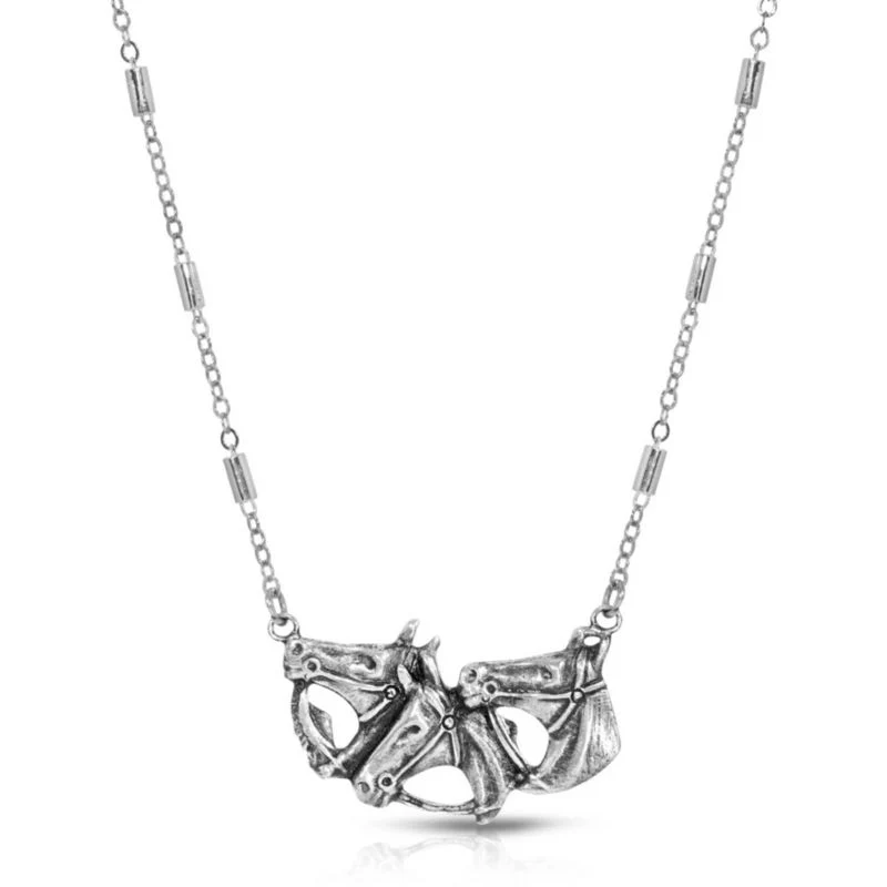 1928 Jewelry Triple Horse Heads Necklace