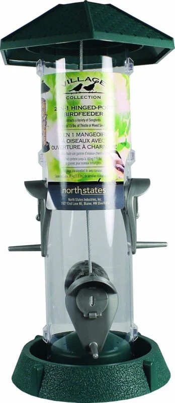 2-In-1 Hinged-Port Bird Feeder 1.5 Lb Red/Clear