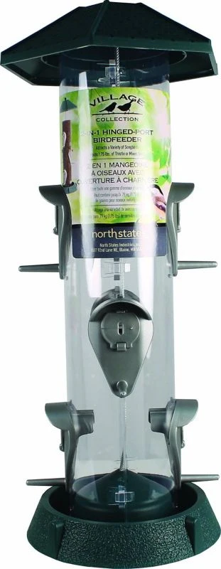 2-In-1 Hinged-Port Bird Feeder 1.5 Lb Red/Clear