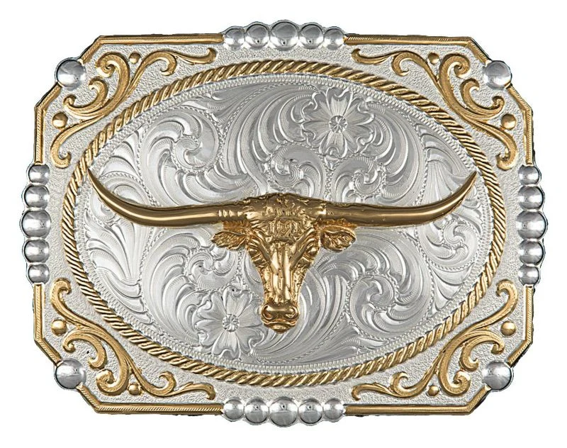 18194-2tone-cowboy-cameo-buckle-longhorn-4.375x3.25-sil-1.webp 2Tone Cowboy Cameo Buckle/Longhorn 4.375X3.25 Sil
