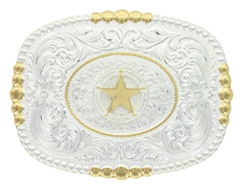 2Tone Pioneer Portrait Concho Star Buckle Br