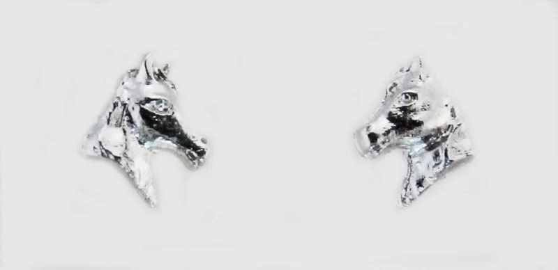 3-D Horse Head Silver Pierced Earring