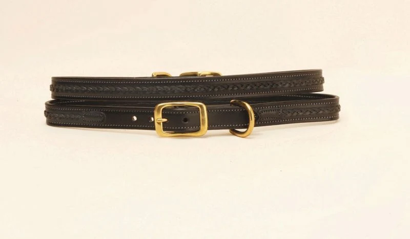 3/4In Dog Collar - Raised Center Braid 12in Bk/Gry