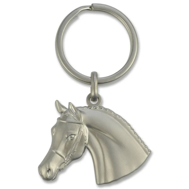 3D Horse Head W Bridle KeychainSilver