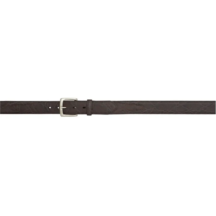3D Men's 1 1/2" Elephant Print Western Dress Belt - Dark Brown