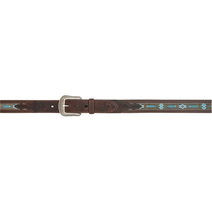 3D Men's 1 1/2" Southwest Beaded Western Fashion Belt - Dark Brown