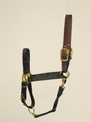 Adjustable Halter with Leather Crown Yearling Blk