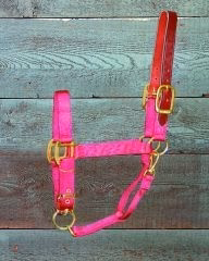 Adjustable Halter with Leather Crown Yearling Blk