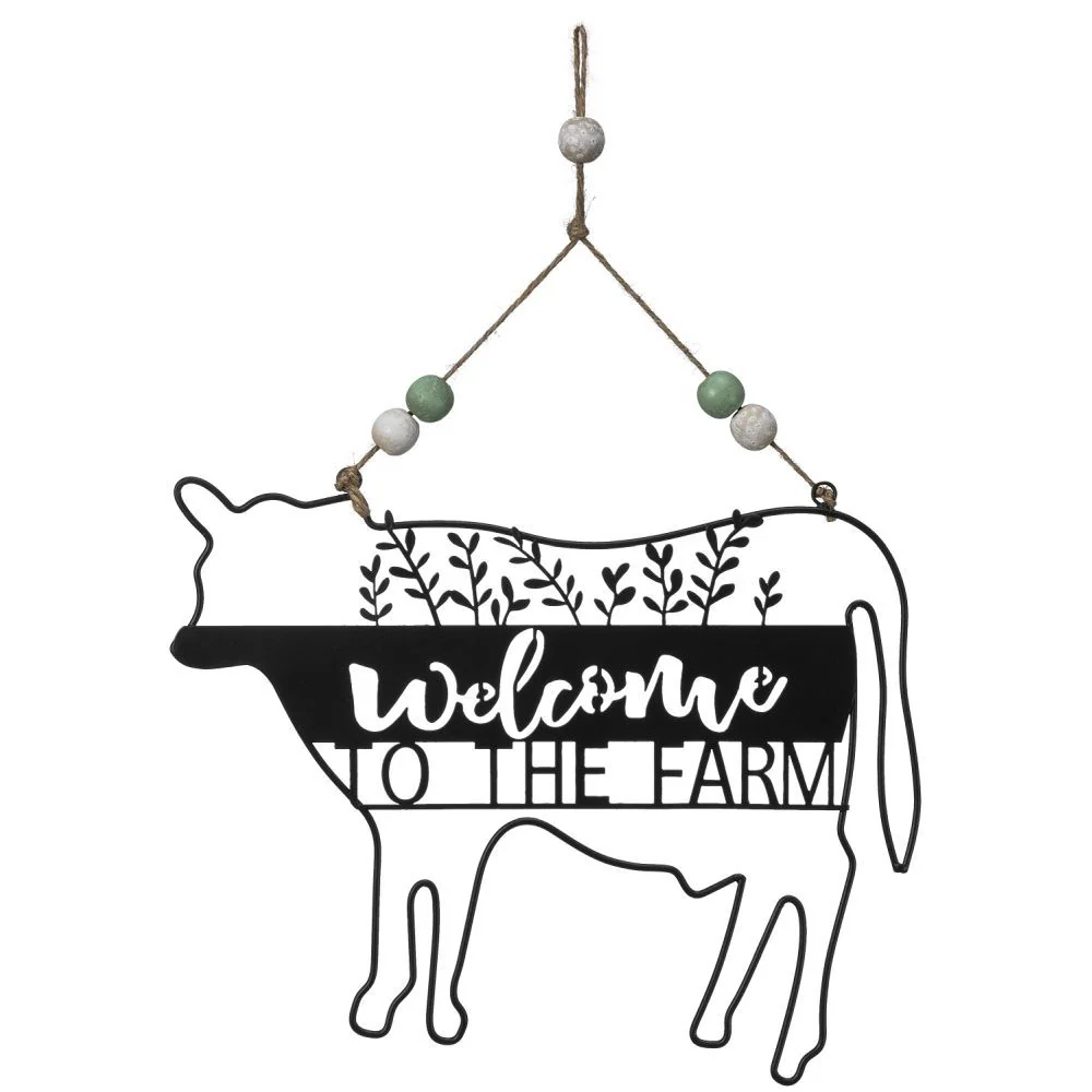 Gift Corral Cow "Welcome to the Farm Sign"