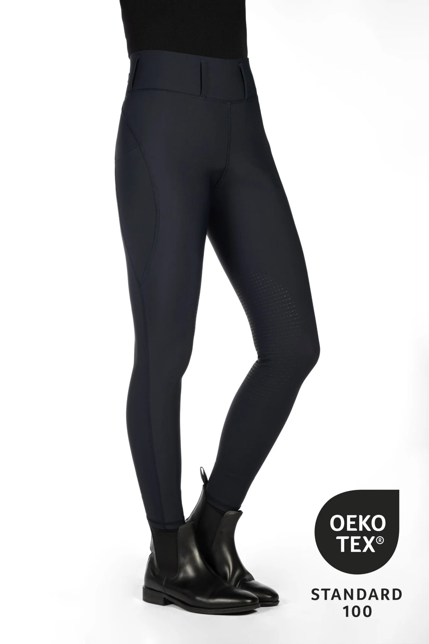 HKM Ladies Jil High Waist Sil. Knee Patch Riding Leggings