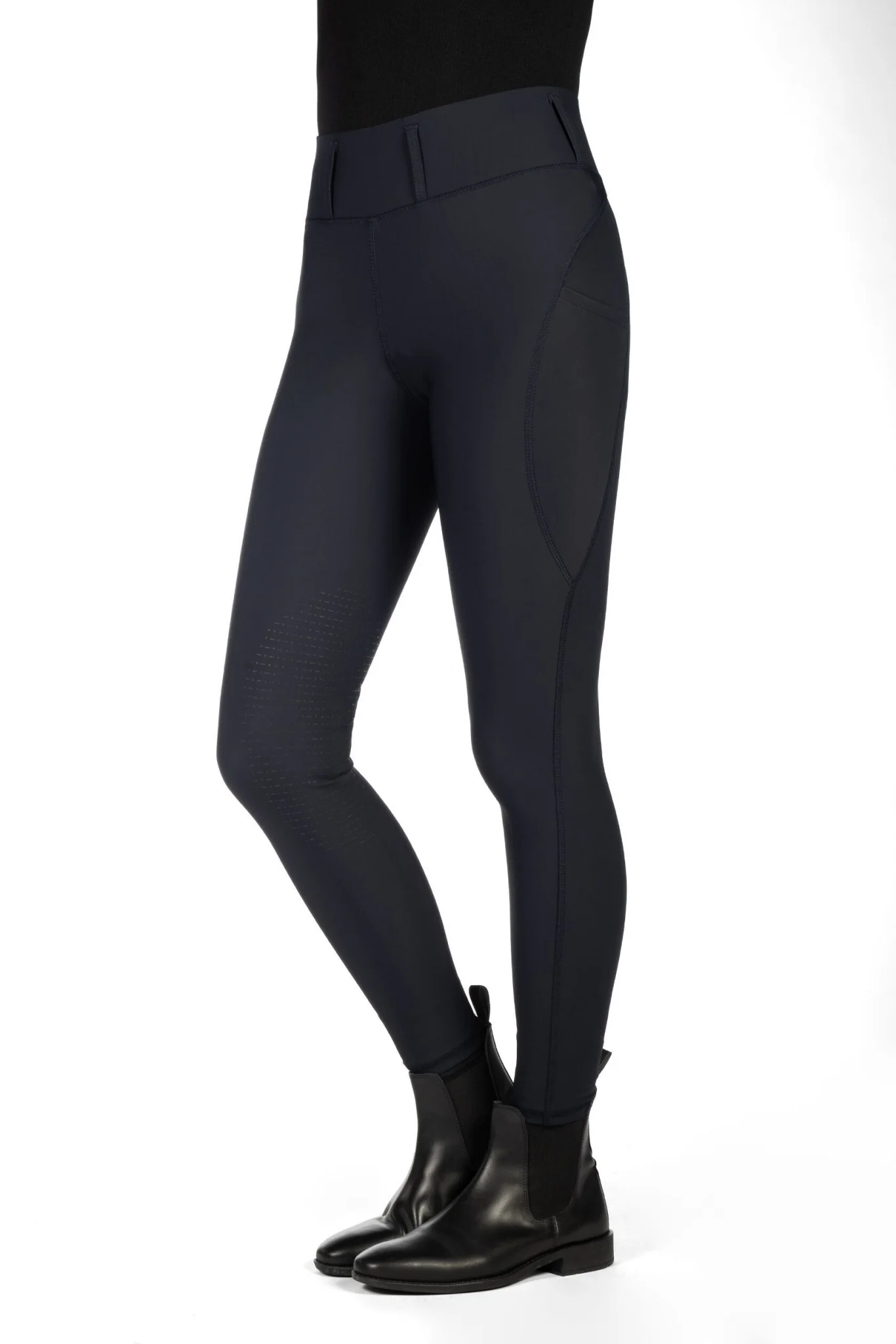 HKM Ladies Jil High Waist Sil. Knee Patch Riding Leggings