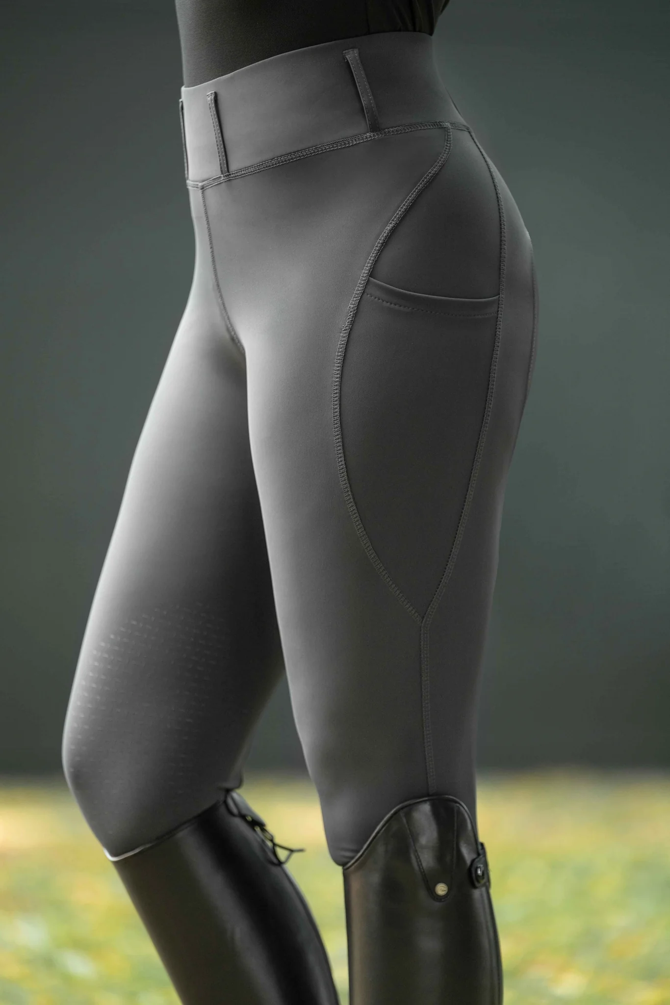 HKM Ladies Jil High Waist Sil. Knee Patch Riding Leggings