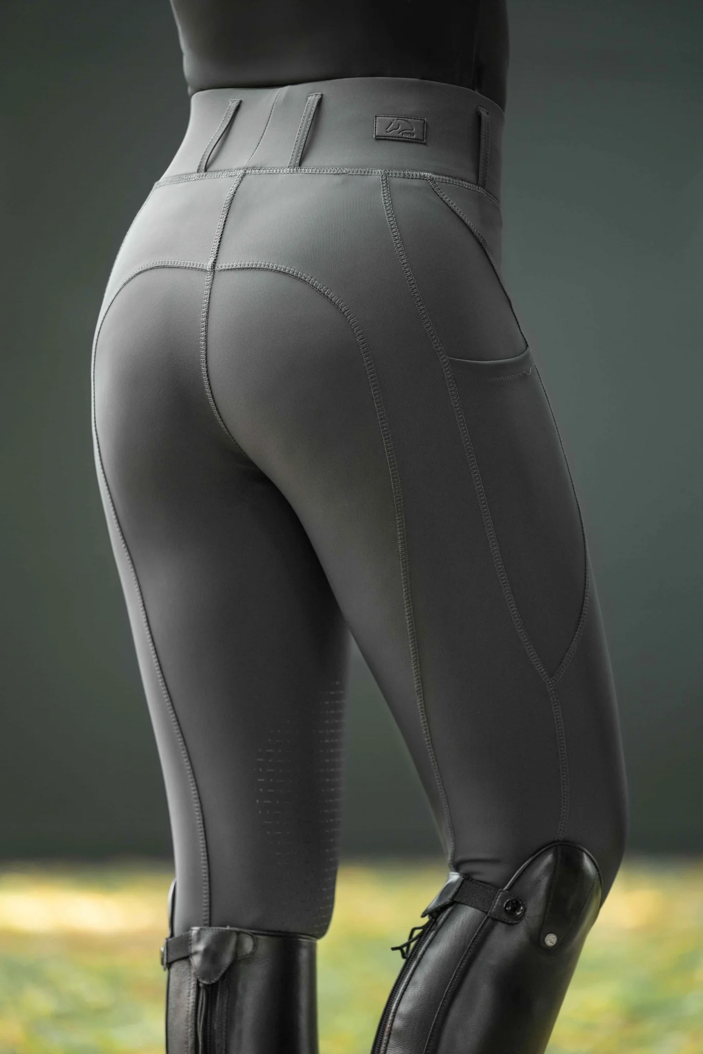 HKM Ladies Jil High Waist Sil. Knee Patch Riding Leggings